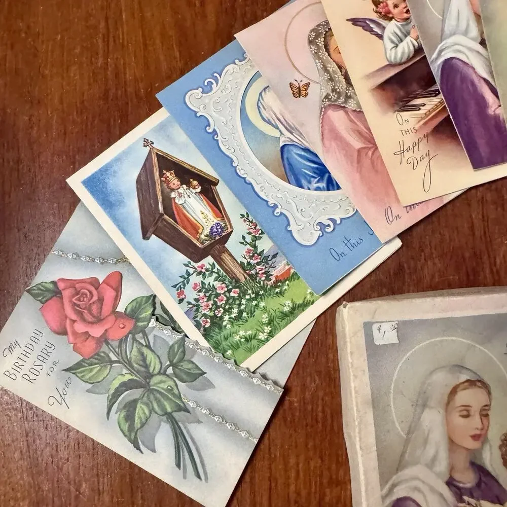 Vintage 1940s-50s Catholic Rosary Cards Dominican Fathers 12 Cards 9 Envelopes